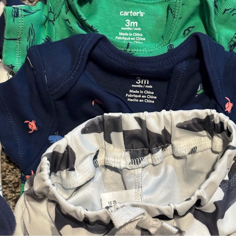 Carter's Summer Baby Bundle Outfit Set Lot of 7 Sharks Boating Beach 3mo - Picture 3 of 9